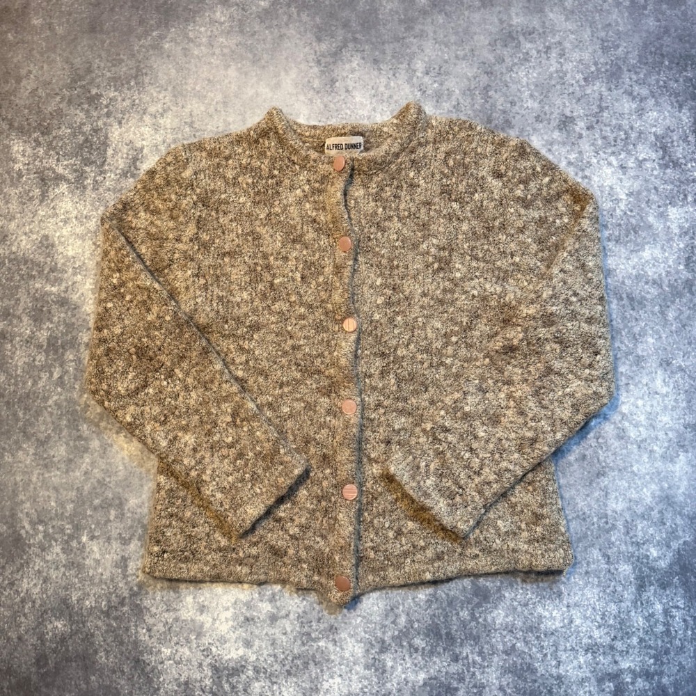 Vintage Alfred Dunner Womens XL Brown Mohair Wool Button Up Cardigan Sweater